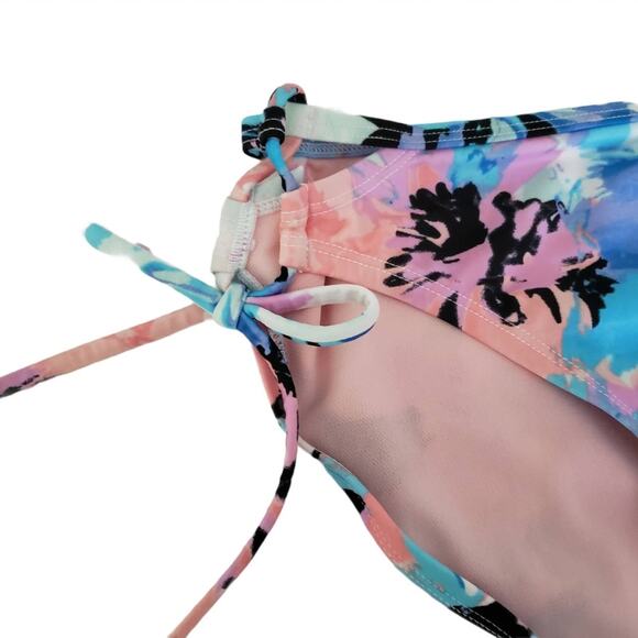 2 FOR $5 SALE NWT Joy Lab Tie Hipster Bikini Bottom Medium Blue Floral - Picture 5 of 10